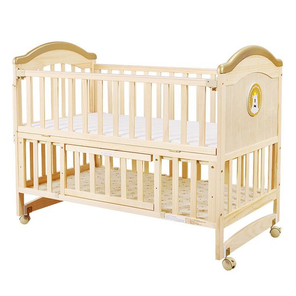 Wooden Mini Baby Cribs 4-in-1 Convertible Mini Crib Five-piece Bedding Set