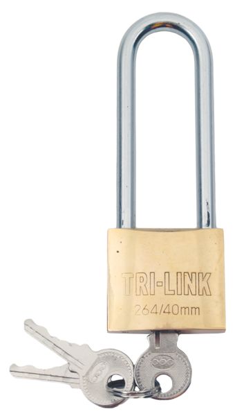 38mm Tri-Link Brass Padlock With Long Shackle