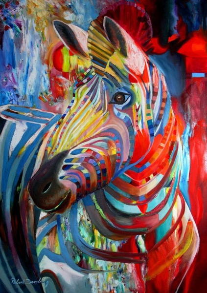 Diamond Painting Round DIY Kit_40cm x 50cm–Zebra Illustration MP514