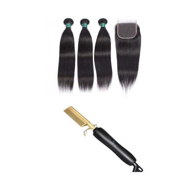 30 Inch Brazilian Hair Plus One Way Closure and Hot Comb Shop Today