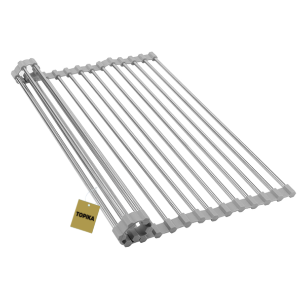 Topika - Roll Up Dish Drying Rack, Non-Slip Foldable Over The Sink Drainer,