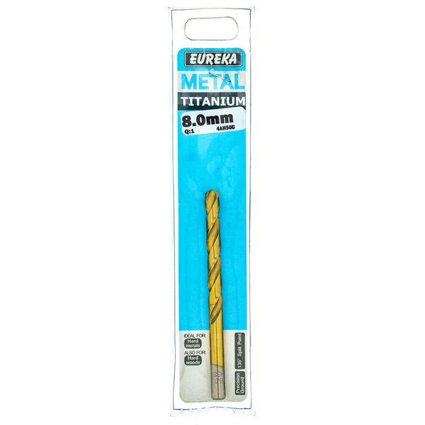EUREKA DRILL BITS HSS Titanium Gold 8mm Q:1 for Metal 4AH50U