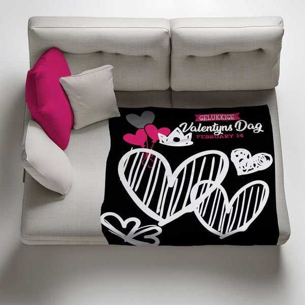 Gelukkige Valentysdag Teken Harte Light Weight Fleece Blanket
