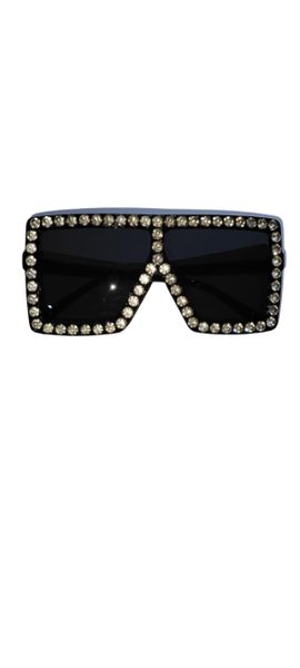 Sunglasses - Black, Silver Rhinestone Embellishments