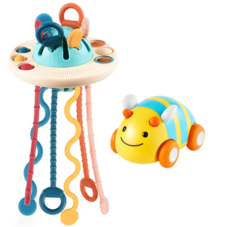 Pull String Activity Sensory Toy Cute Baby Car Toy Travel Toys