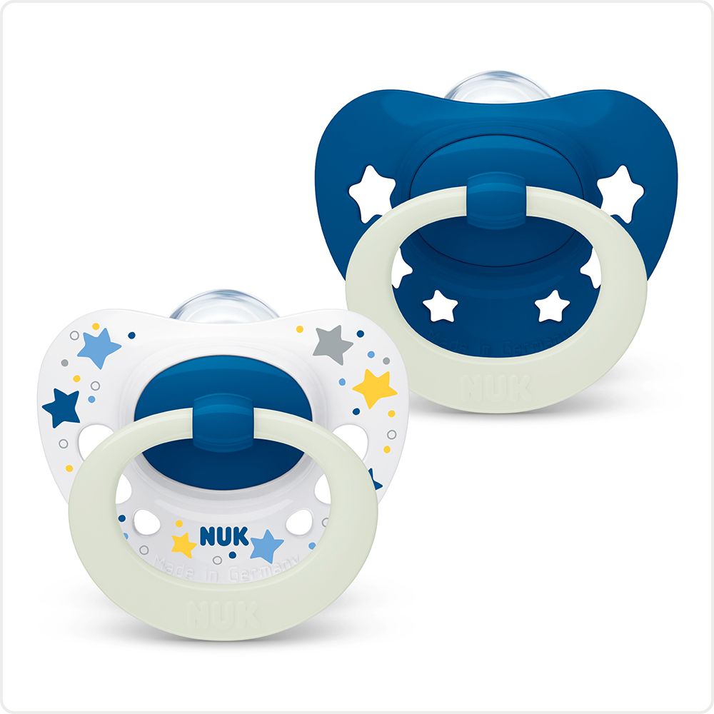 NUK Silicone Signature Glow in the Dark Soother Blue Stars 618