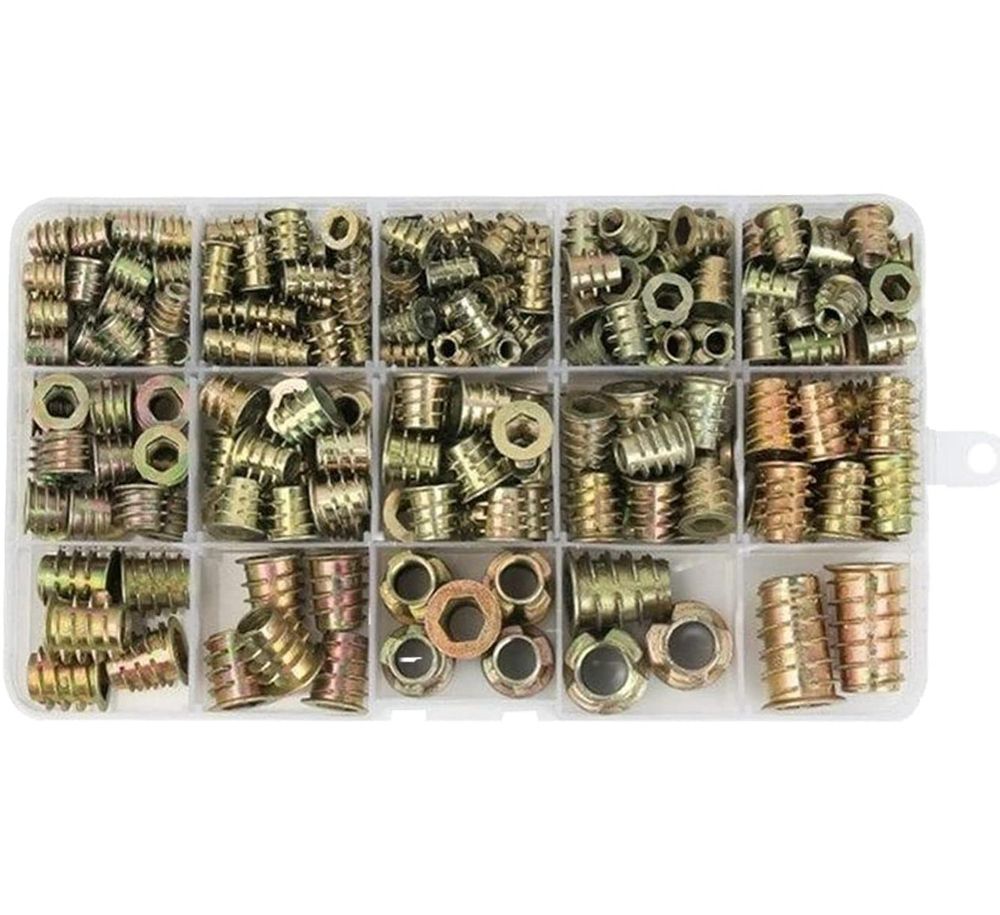 230 Piece Furniture Threaded Insert Nuts Zinc Alloy Hex Socket Screws