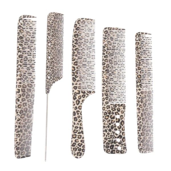 5 Piece - Hair Cutting &amp; Styling Comb Set - Brown