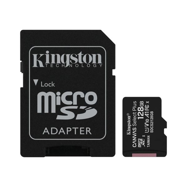 Kingston 128GB microSDHC Canvas Select+100R CL10 UHS-I Card with SD Adapter