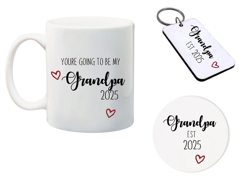 Your's going to be my Grandpa Mug, Glass Coaster&amp;keyring gift Combo