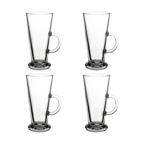 Modern Glass Coffee Cups - 4 Pack (290ml)