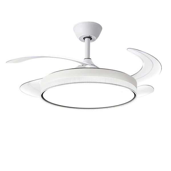 Modern Retractable White Ceiling Fan with Lights 098 - JNC