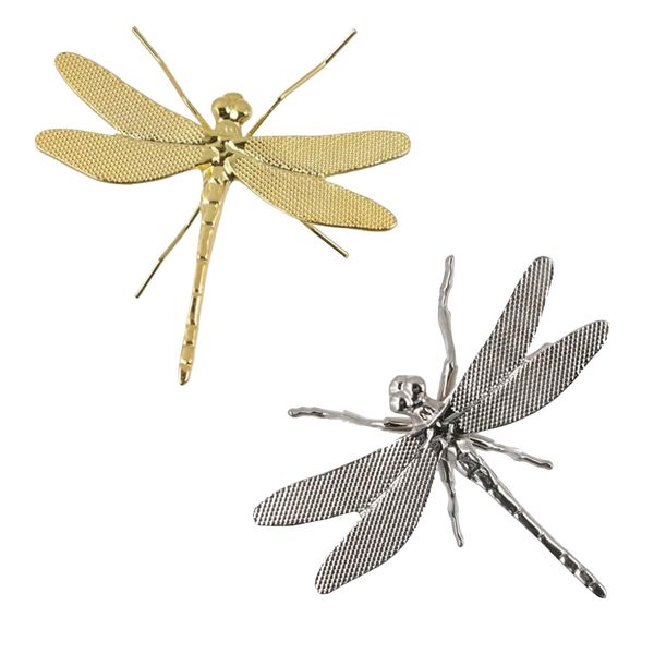 Decor Metal Mini Solid Dragonfly Insect Desk Sculpture Set Of 2-8.8cm
