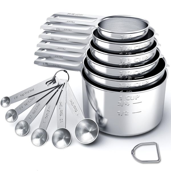 Measuring Cups &amp; Spoon 13 Piece Set Stainless Steel for Cooking Baking