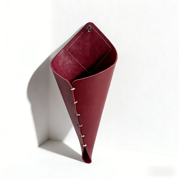 PU Leather Wall Pocket Vase | Boho Hanging Floral Holder for Dried Flowers