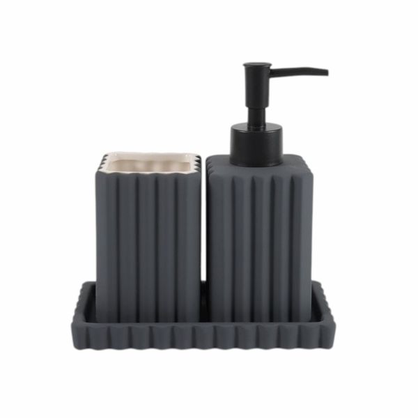 Grey Ceramic Bathroom Accessory Set- 4-Piece Set