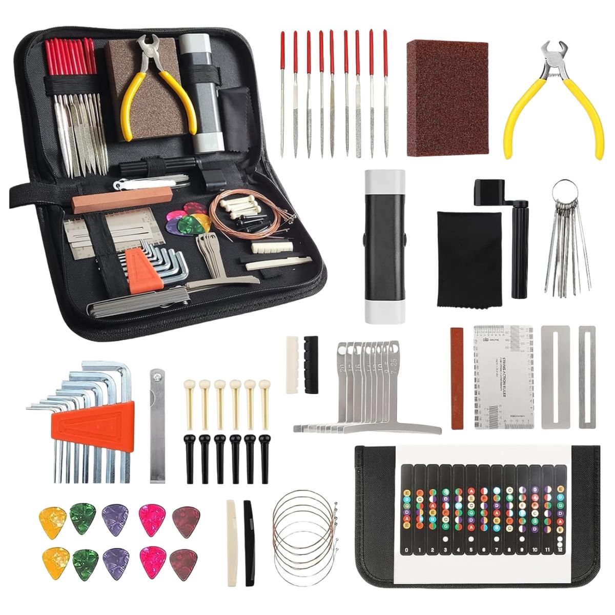 72PCS Portable Guitar Repair Maintenance Tools With Carry Bag - Black