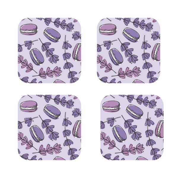 Custom Printed Purple lavender wooden Coasters
