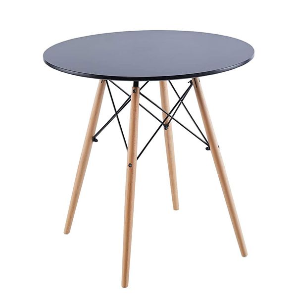 LUCKIN Round Table with Wooden Legs Kitchen Dining Table Office Desk