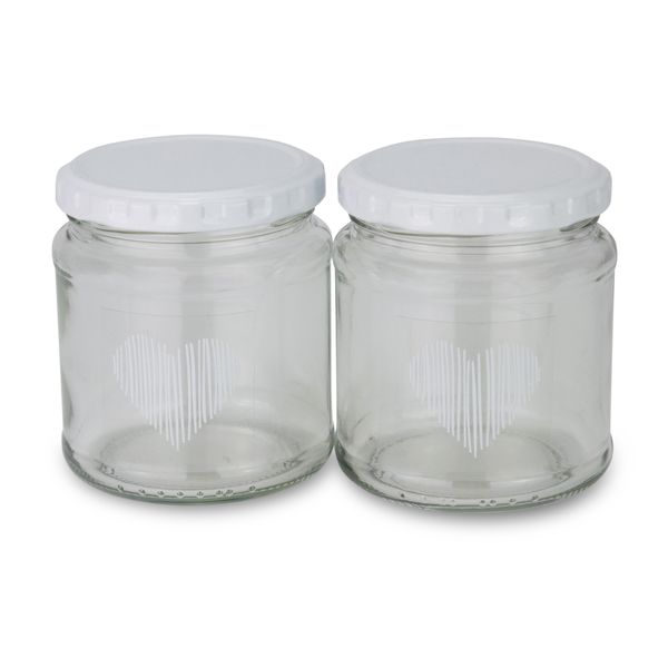 Jars - Lines Heart - Transparent - Glass - 291ml - 2 Pack