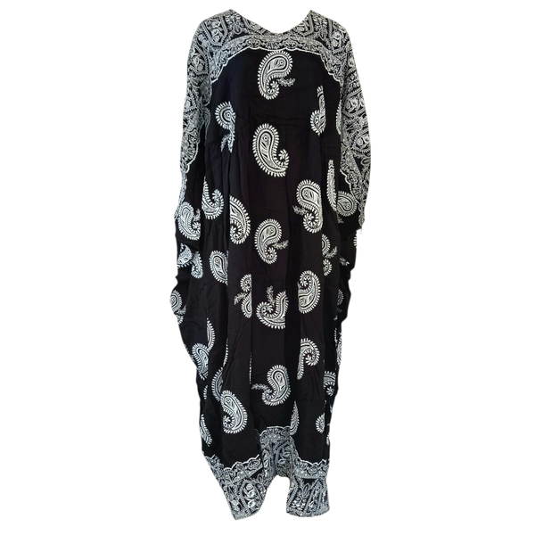 Ladies Black and White Print Kaftan
