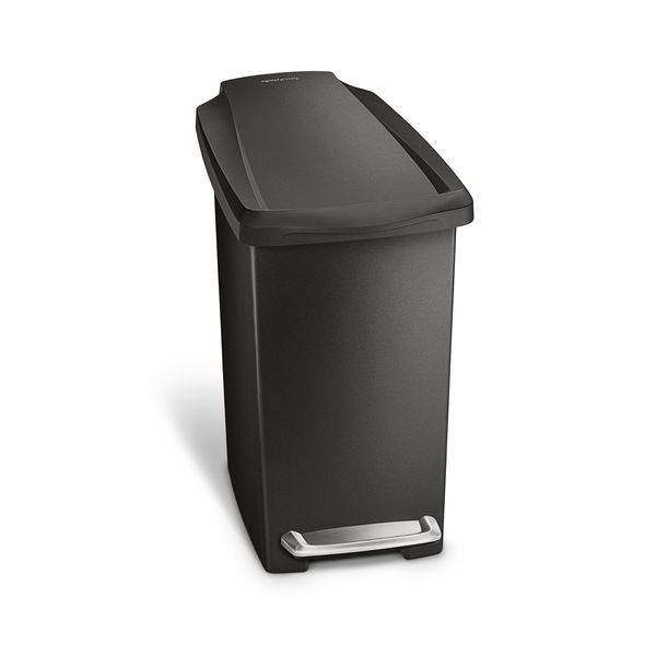 SimpleHuman - 10 Litre Slim Plastic Pedal Bin - Black