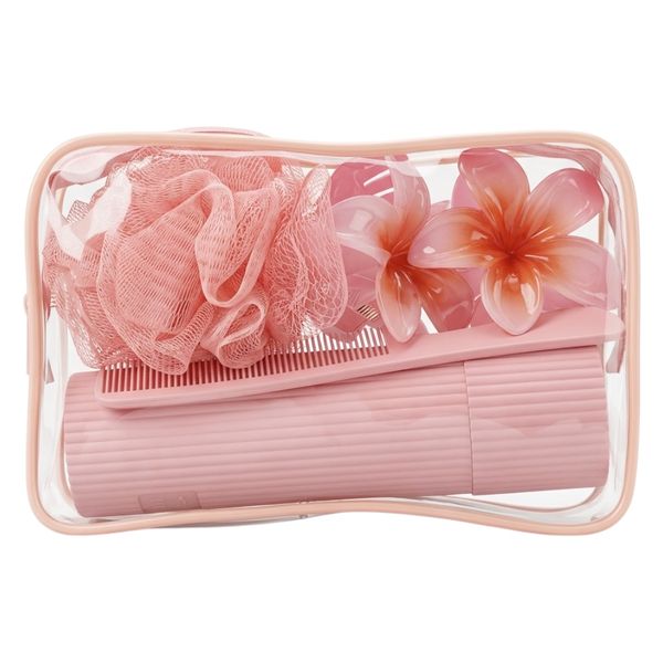 6 Pieces Hair Clip Loofah Comb Toothbrush Holder Toiletry Makeup Bag Set