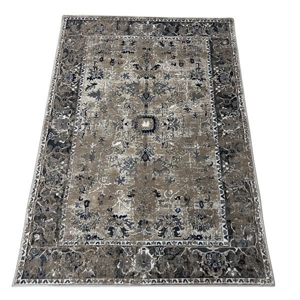 Turkish Machine Made Beige Cream Rug - 170 x 120 cm