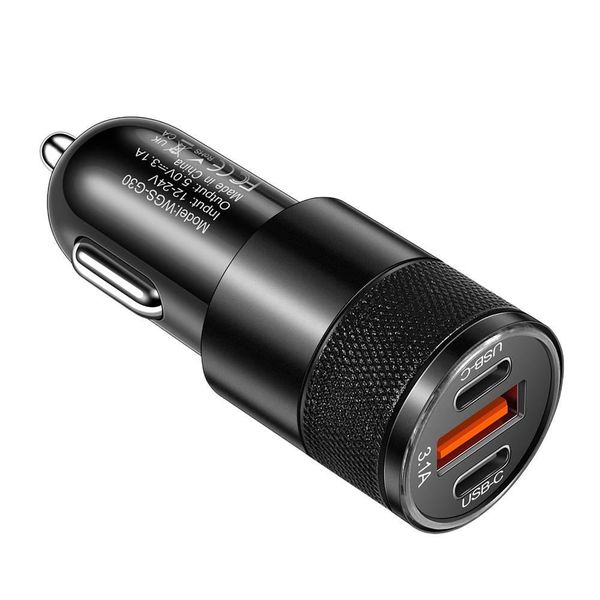 Black 3.1A 15W Car Charger Usb+2Pd Aluminum image