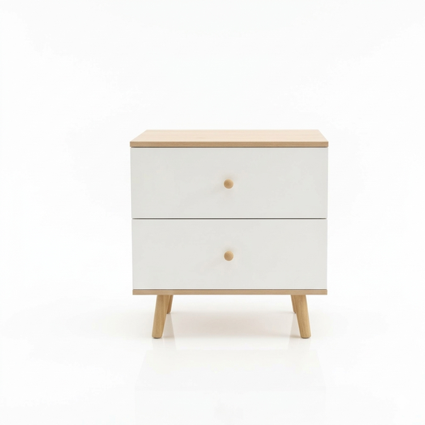 Two Drawer Bedside Table Modern Nightstand Storage Side Table for Bedroom