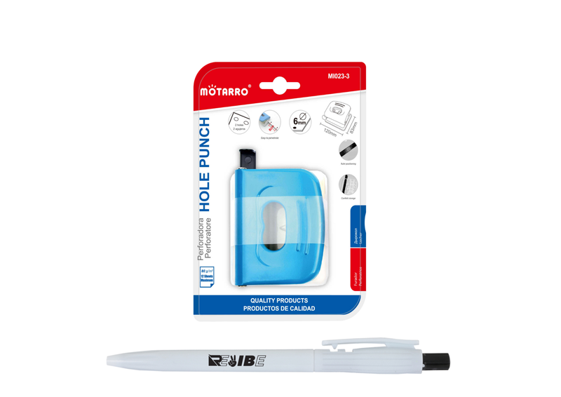 Durable Quality Stable Metal Office Home Hole Puncher with ReVibe Pen