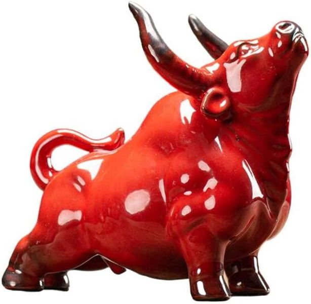 Decor Modern Art Sculpture Ceramic Lucky Bull Figurine (12cm)