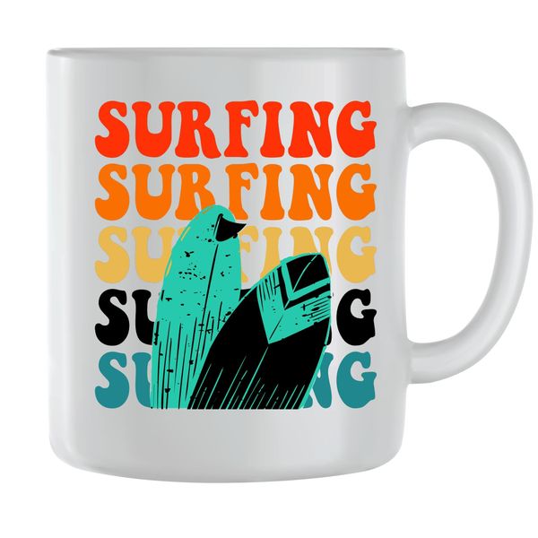 Two Boards Coffee Mugs for Men Women Trendy Surfing Graphic Cups Present095