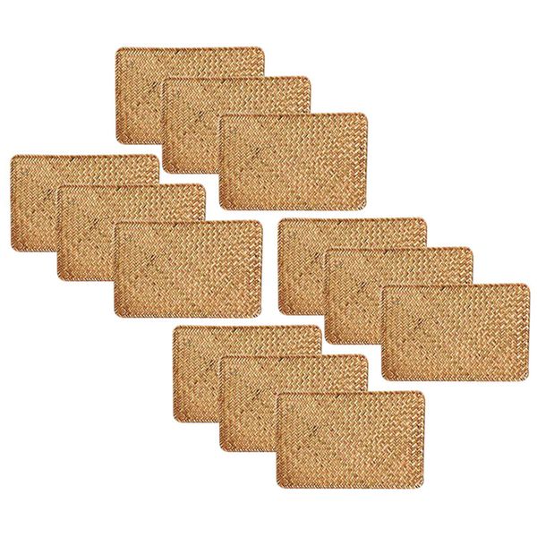 Natural Seagrass Place Mat Hand-Woven Rectangular Rattan Placemats