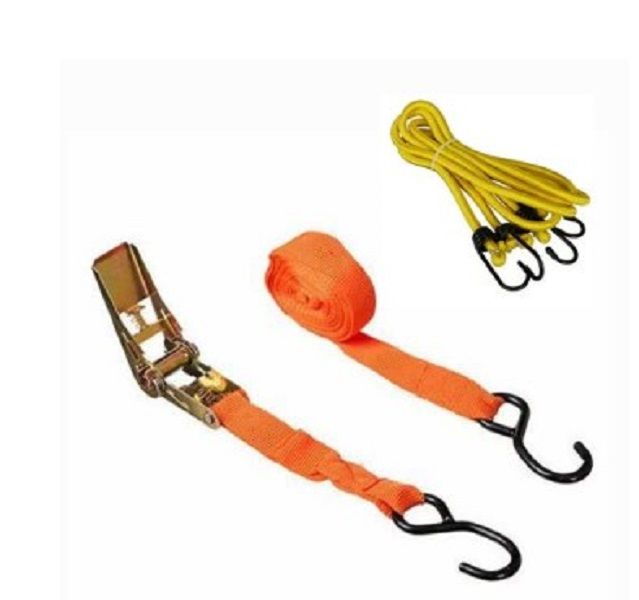 5M Heavy-Duty Ratchet Tie Down and Bungee Cord Set
