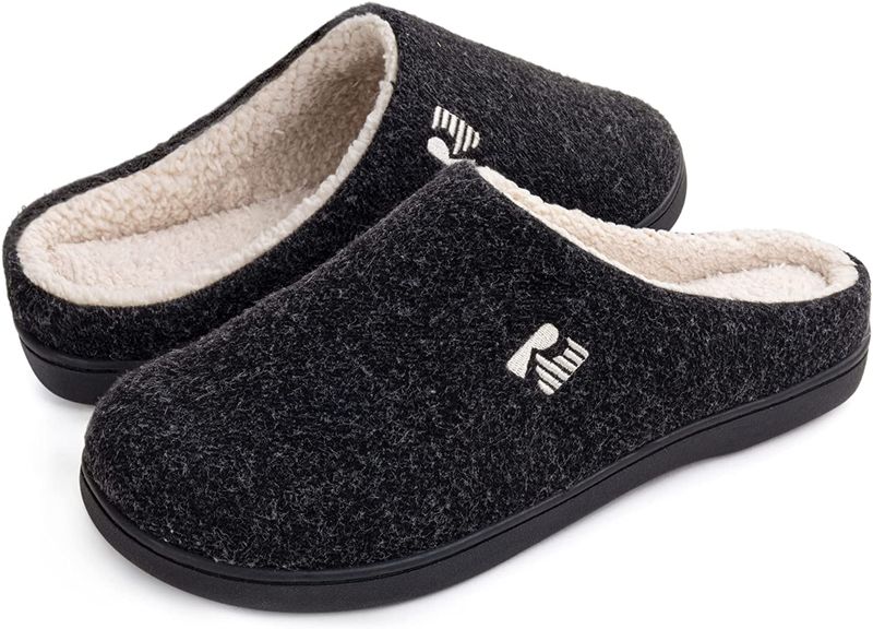ROCKDOVE Men's Sherpa-Lined Two-Tone Slipper - GREY