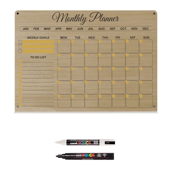 Gold Acrylic Write &amp; Wipe Monthly Planner With W image