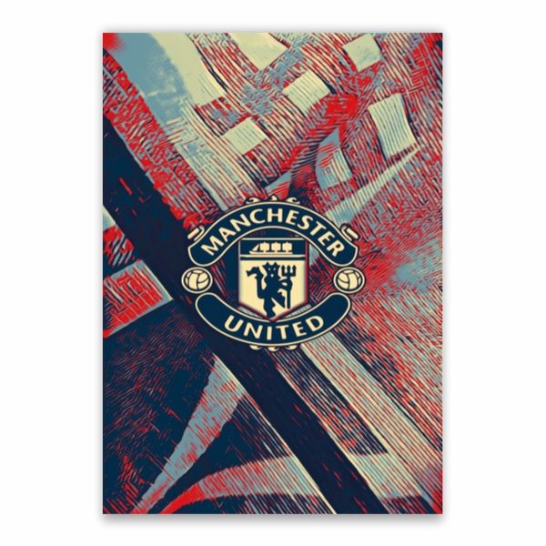 Man United Badge With Decorative Background Poster - A1