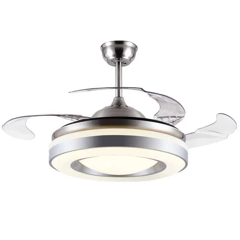 Silver + Satin Chrom Retractable Ceiling Fan Lights-MRUL