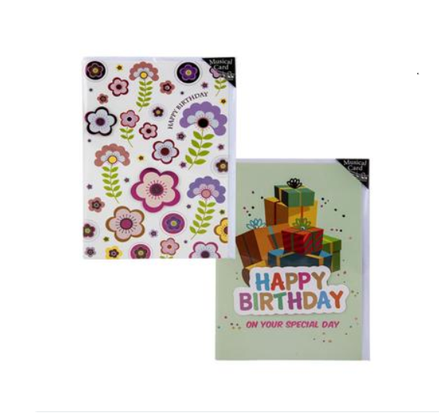 Musical Happy Birthday Cards &amp; Envelopes x 2