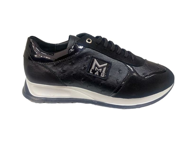 Make My Shoe Men Black Leather/Suede OST Lo-Top Lace Ups