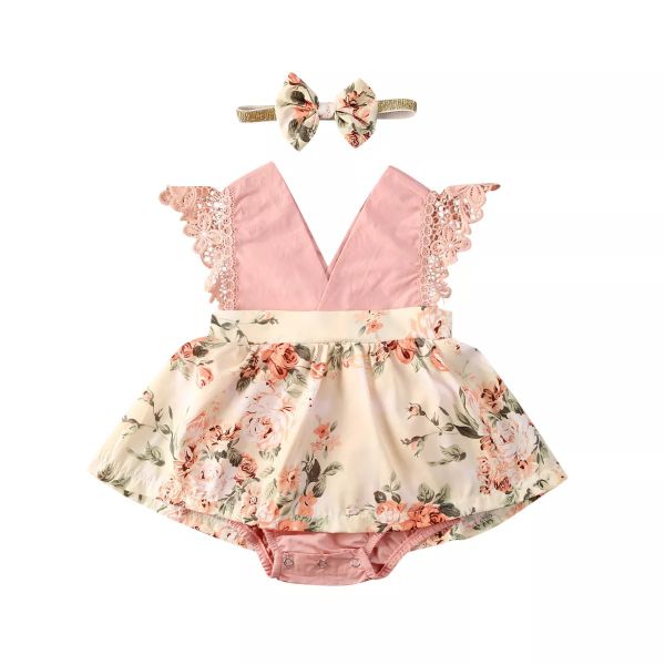 Floral Romper &amp; Matching Headband