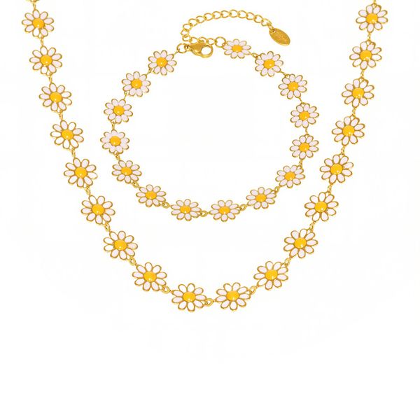 Daisy Jewelry Set - Gold Plated Necklace, Bracelet &amp; Anklet Collection