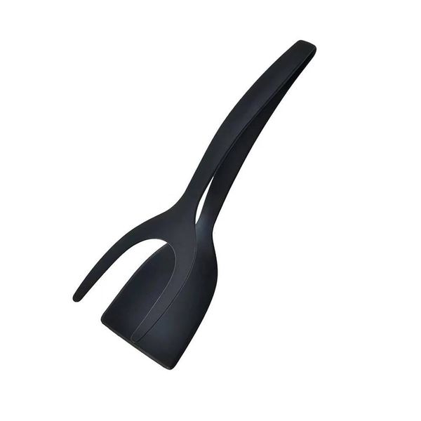 2-in-1 Grip Flip Tongs Egg Flipper Spatula Nylon Non Stick Coating