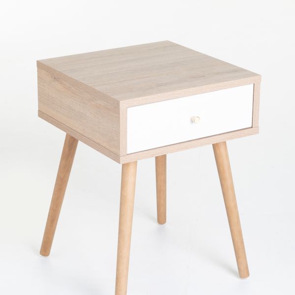 Oak and White 1 Drawer Pedestal