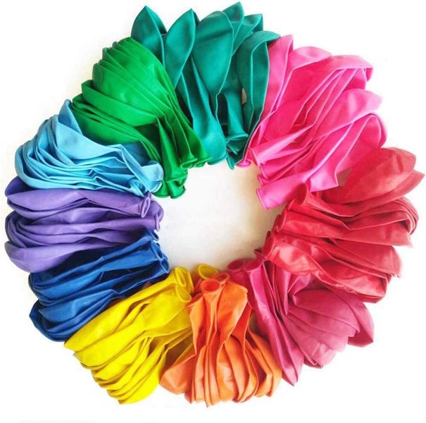 Assorted Coloured Balloons - Pack of 100 (10 Colours)