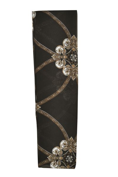 Black Rectangular Chiffon Scarf with Gold Rope Detailing