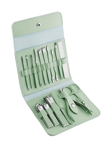 Premium 16-Piece Stainless Steel Manicure &amp; Pedicure Grooming Kit
