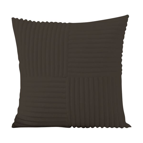 Pandok - Velvet Corduroy Abstract Cushion Cover with Inner - Chocolate