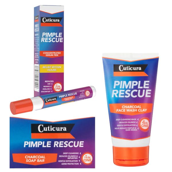 Cuticura Pimple Rescue Face Wash WIth Charcoal Soap Bar And Serum Pen